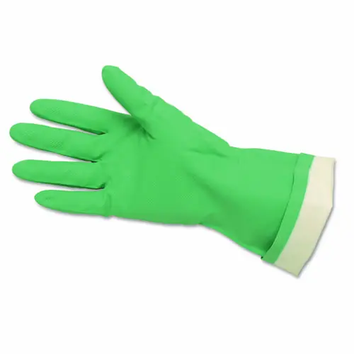 MCR™ Safety Flock-Lined Nitrile Gloves, One Size, Green, 12 Pairs