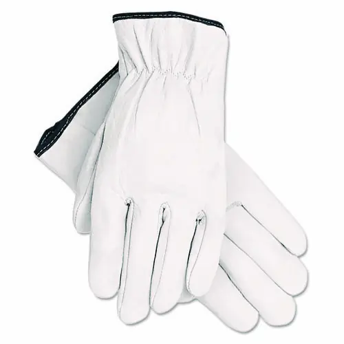 MCR™ Safety Grain Goatskin Driver Gloves, White, Large, 12 Pairs