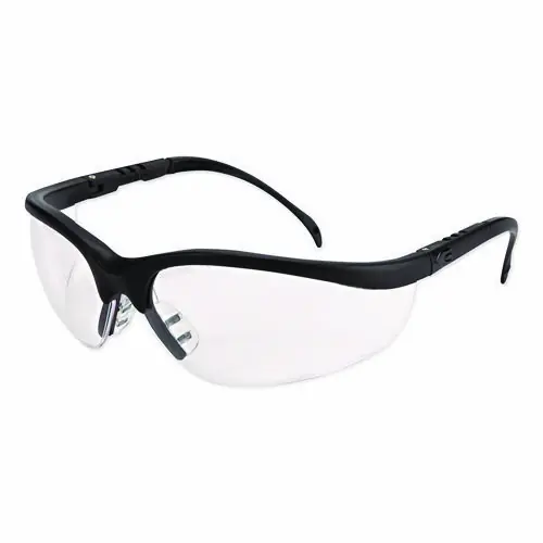 MCR™ Safety Klondike Safety Glasses, Matte Black Frame, Clear Lens, 12/Box