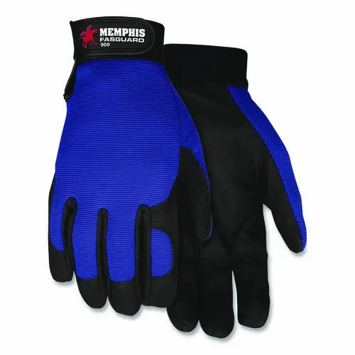 MCR™ Safety Memphis Gloves Fasguard Clarino Synthetic Leather Palm Multi-Task Gloves, Blue/Black, Large