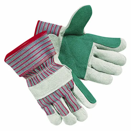 MCR™ Safety Men's Economy Leather Palm Gloves, White/Red, Large, 12 Pairs