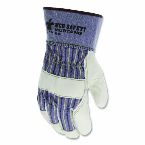 MCR™ Safety Mustang Leather Palm Gloves, Blue/Cream, X-Large, Dozen
