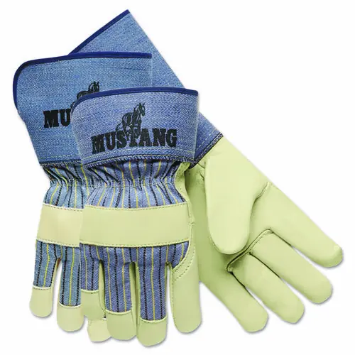 MCR™ Safety Mustang Premium Grain-Leather-Palm Gloves, 4.5" Long, Medium, Dozen - Extended Delivery Time
