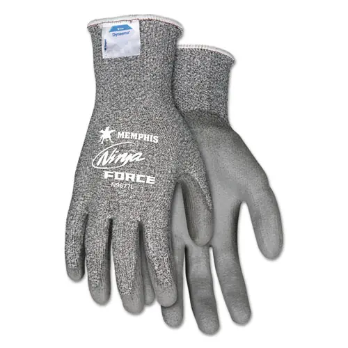 MCR™ Safety Ninja Force Polyurethane Coated Gloves, Large, Gray, Pair
