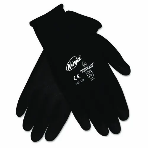 MCR™ Safety Ninja HPT PVC Coated Nylon Gloves, Large, Black, 12/Pack