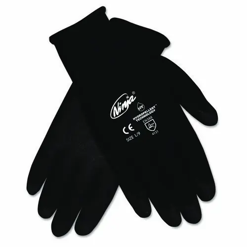 MCR™ Safety Ninja HPT PVC Coated Nylon Gloves, Medium, Black - 12 Pairs