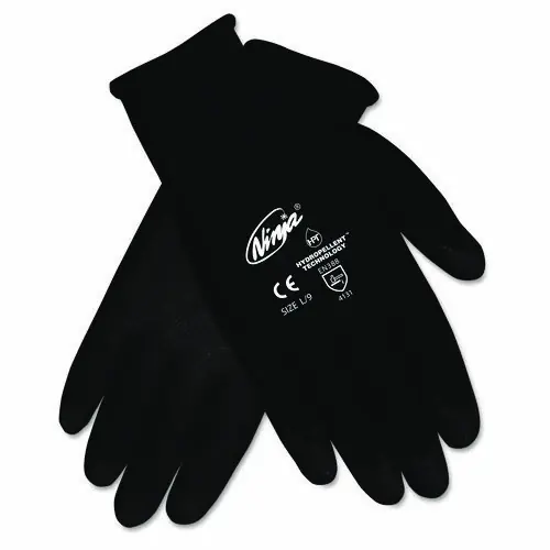MCR™ Safety Ninja HPT PVC Coated Nylon Gloves, Small, Black, Pair