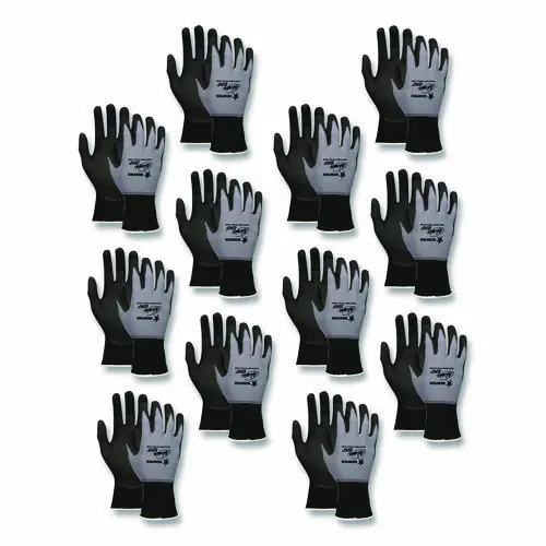 MCR™ Safety Ninja Nitrile Coating Nylon/Spandex Gloves, Black/Gray, Medium, Dozen