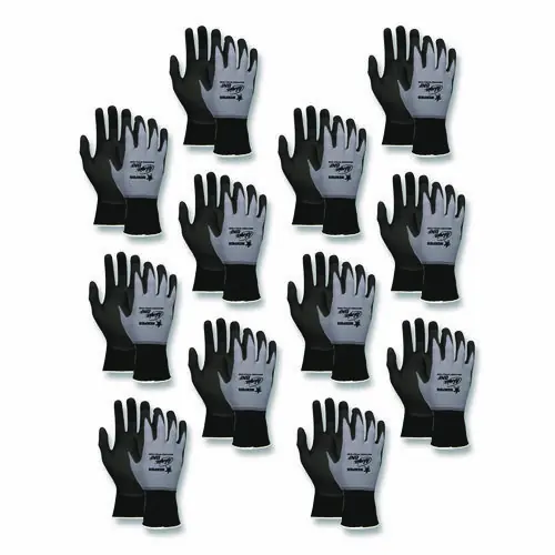 MCR™ Safety Ninja Nitrile Coating Nylon/Spandex Gloves, Black/Gray, Small, Dozen