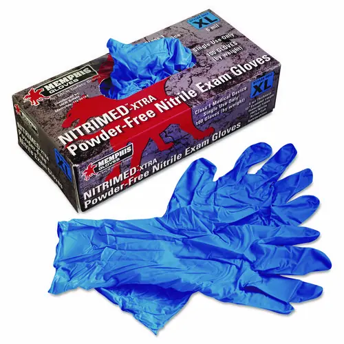 MCR™ Safety Nitri-Med Disposable Nitrile Gloves, Blue, X-Large, 100/Box