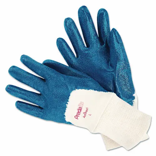 MCR™ Safety Predalite Nitrile Gloves, Cotton Lined, Blue/White, Large, 12 Pairs
