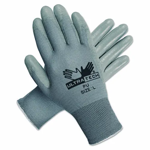 MCR™ Safety Ultra Tech Tactile Dexterity Work Gloves, White/Gray, Large, 12 Pairs