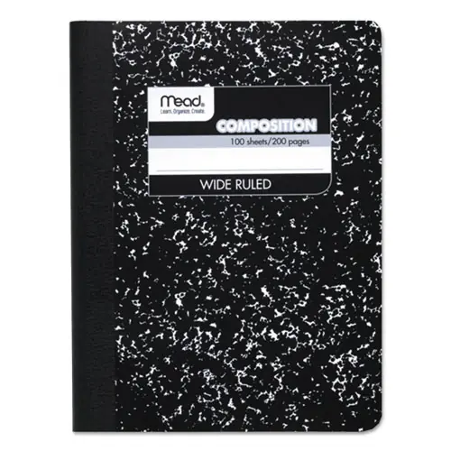 Mead® Composition Book, Wide/Legal Rule, Black Cover, 100 Sheets, 9.75" x 7.5"