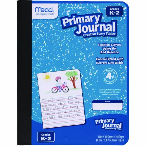 Mead® Primary Journal, Half Page Ruled, Blue Marble Cover, 100 Sheets, 9.75" x 7.5"