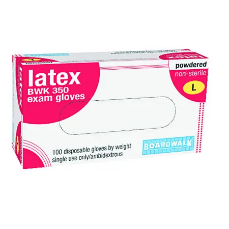 Medcl-grd Latex Exam Gloves Large 4-5 mil Rolled Cuff Natural 100 count