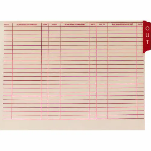 Medical Arts Press® End Tab Out Cards, 12.25 x 9.5, Manila/Red, 100/Box