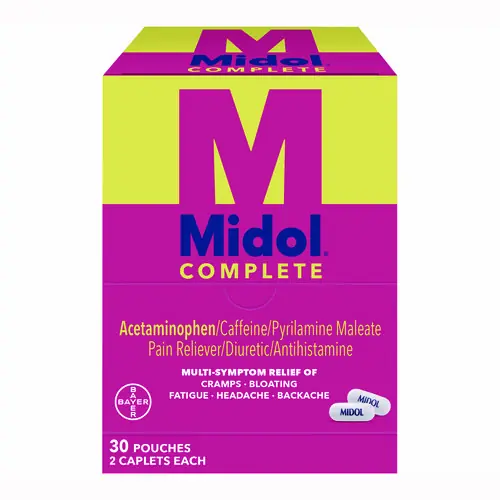 Midol® Complete Menstrual Caplets, 2/Pack, 30 Packs/Box