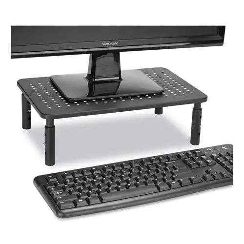 Mind Reader Adjustable Rectangular Monitor Stand, Black, Supports 44 lbs