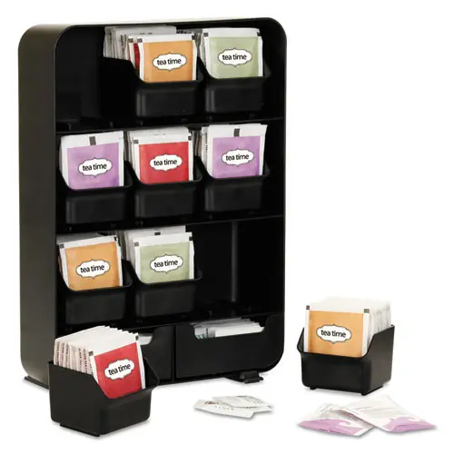 Mind Reader Baggy Nine-Drawer Tea Bag and Accessory Holder, Black