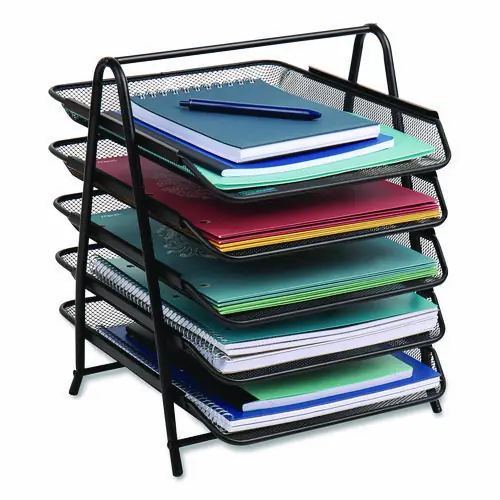 Mind Reader Metal Mesh Desk Tray Organizer, 5-Tier, Letter Size, Black