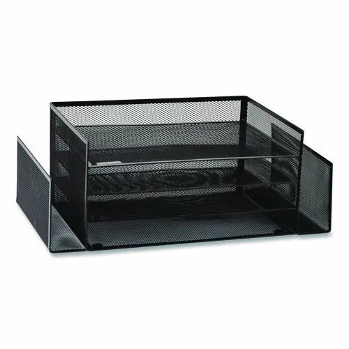 Mind Reader Metal Mesh Desktop Organizer Letter Tray, 6 Sections, Black