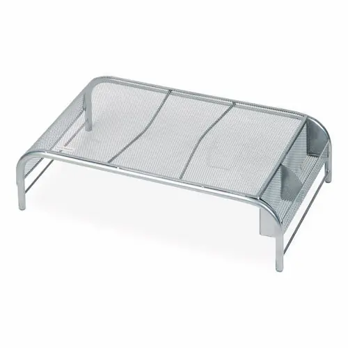 Mind Reader Metal Mesh Monitor Stand, Silver, Supports Up to 22" Monitors and 25 lb