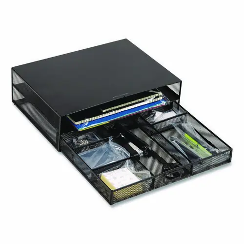 Mind Reader Multi-Tier Monitor Stand with 25-Piece Office Supplies Starter Pack, Black, 15.75" x 11.75" x 4.5"