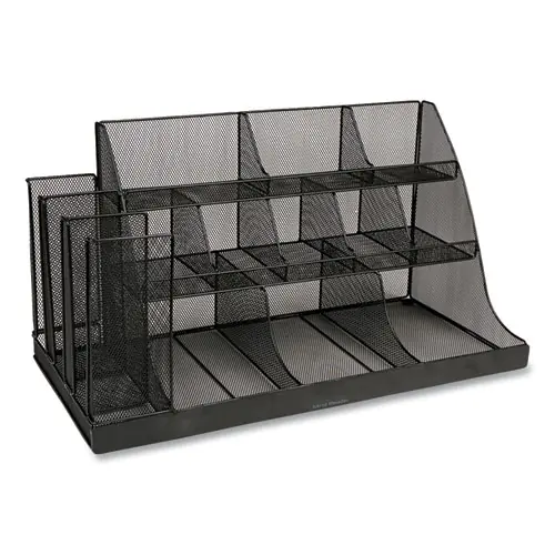 Mind Reader Network Collection 14-Compartment Coffee Cup and Condiment Countertop Organizer, Black