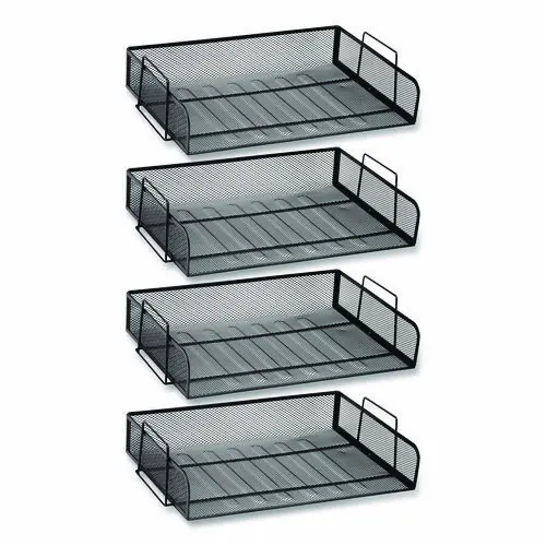 Mind Reader Stackable Paper Desk Tray Organizer, Letter Size, Black, 4/Pack