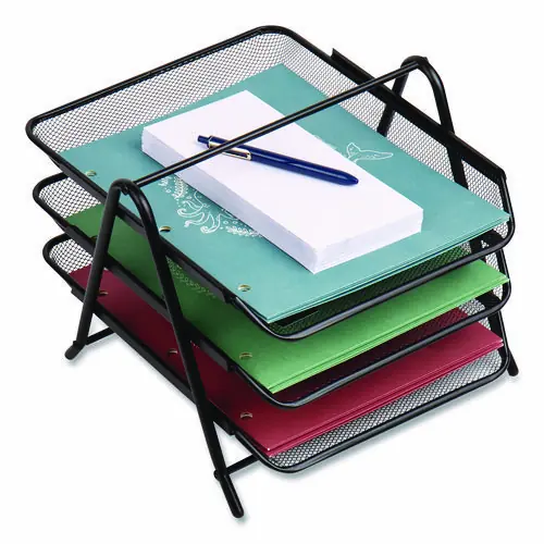 Mind Reader Tiered Metal Mesh Desk Tray Organizer