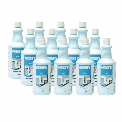 Misty® Halt Liquid Drain Opener, 32 oz Bottle, 12/Carton