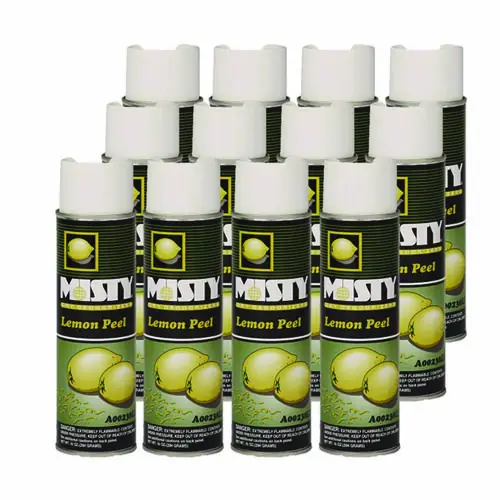 Misty® Handheld Air Deodorizer, Lemon Peel, 10 oz Aerosol Spray, 12/Carton