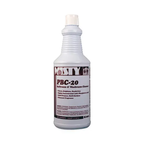 Misty® PBC-20 Bathroom and Washroom Cleaner, Cherry Scent, 1 qt Bottle, 12/Carton