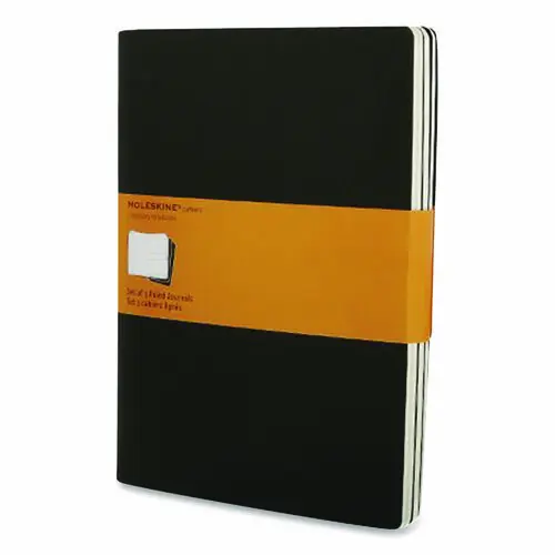 Moleskine® Cahier Journal, 1-Subject, Narrow Rule, Black Cover, 10 x 7.5, 3/Pack