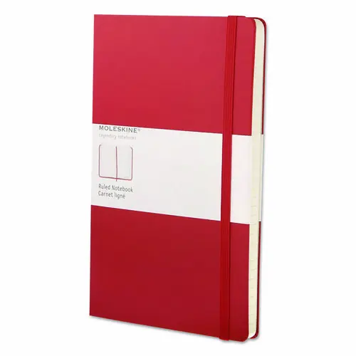 Moleskine® Classic Colored Hardcover Notebook, Red, 1-Subject, Narrow Ruled, 240 Sheets, 8.25" x 5"
