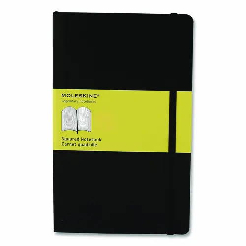 Moleskine® Hard Cover Notebook, 1-Subject, Quadrille Rule, Black, 120 Sheets, 8.25" x 5"