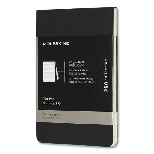 Moleskine® PRO Pad, Meeting-Minutes/Notes Format, Black Cover, 96 Sheets, 3.5 x 5.5"