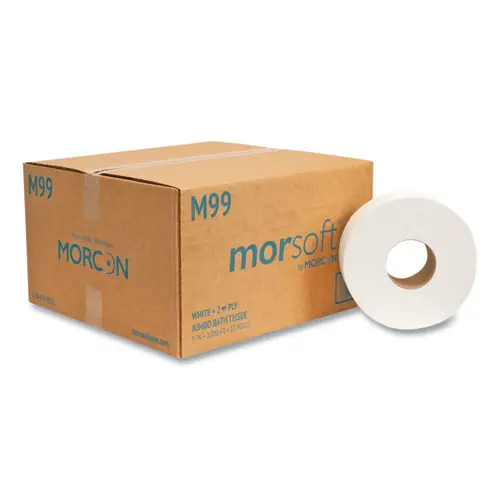 Morcon Tissue Jumbo Bath Tissue, Septic Safe, 2-Ply, White, 12 Rolls/Carton