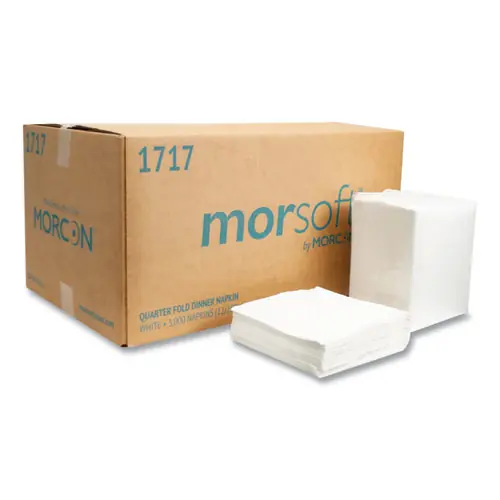 Morcon Tissue Morsoft Dinner Napkins, 1-Ply, White, 250/Pack, 12 Packs/Carton