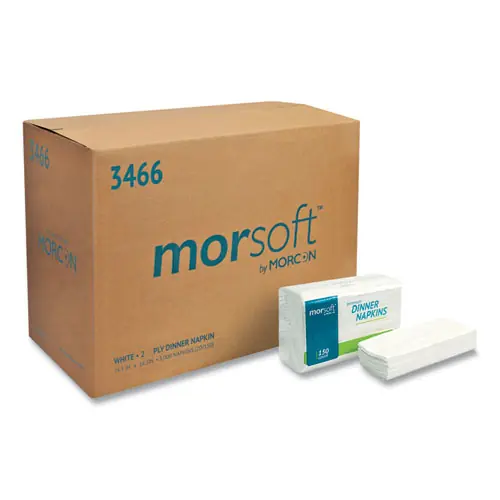 Morcon Tissue Morsoft Dinner Napkins, 2-Ply, 14.5 x 16.5, White, 3,000/Carton