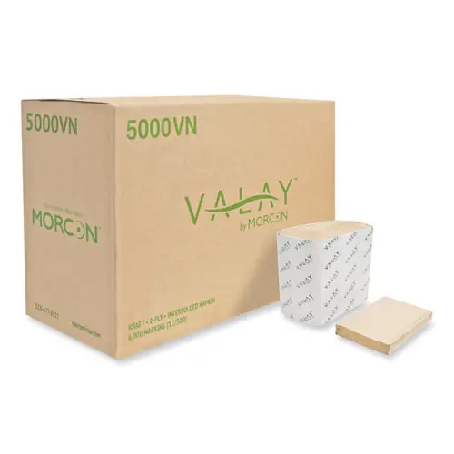 Morcon Tissue Valay Interfolded Napkins, Kraft, 6,000/Carton
