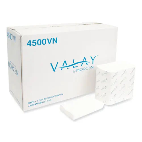 Morcon Tissue Valay Interfolded Napkins, 2-Ply, White, 500/Pack, 12 Packs/Carton