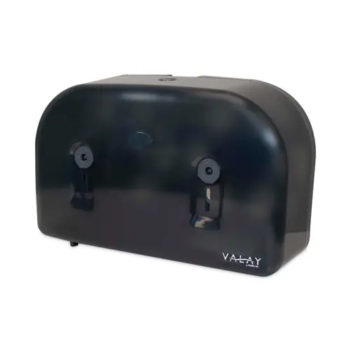 Morcon Tissue Valay Plastic Mini Jumbo Bath Tissue Dispenser, Two Rolls, Black