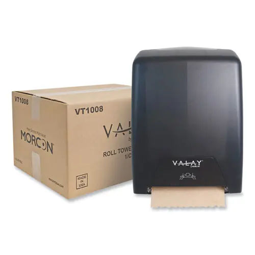 Morcon Tissue Valay Proprietary Roll Towel Dispenser, Black, 11.75" W x 8.5" D x 14" H