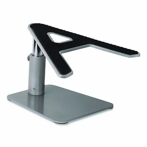 MOUNT-IT! Adjustable Height Laptop Riser, Silver/Black, Supports Up to 33 lbs