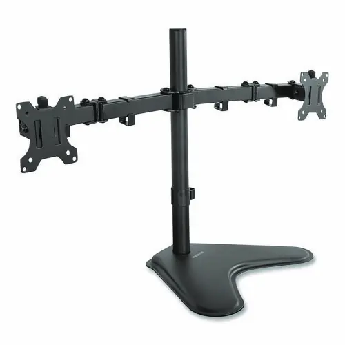 MOUNT-IT! Dual Monitor Desk Stand, Black, Fits 19" to 32" Monitors, Supports 17.6 lb Each