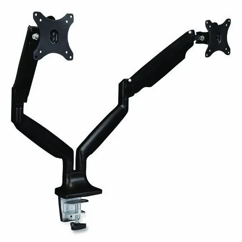 MOUNT-IT! Dual Monitor Gas-Spring Mounting Arm, For 13" to 32" Monitors, 360 Degree Rotation, +/-45 Degree Tilt, Black, Supports 20 lb