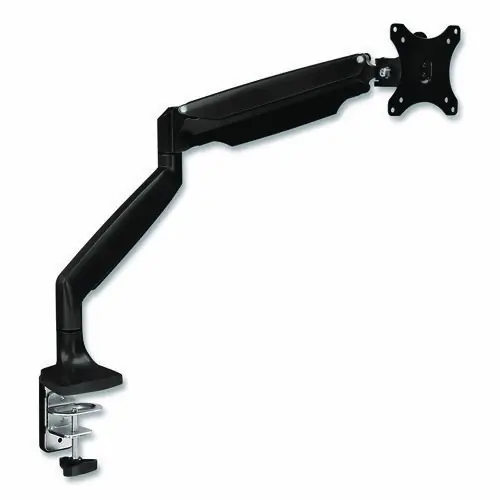 MOUNT-IT! Single Monitor Gas-Spring Mounting Arm, 13"-32" Monitors, 360° Rotation, +/-45° Tilt, Black, 20 lb Capacity