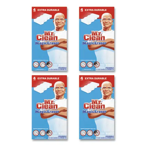 Mr. Clean® Magic Eraser Extra Durable, 4.6 x 2.4 x 0.7, White, 4/Box, 8 Boxes/Carton