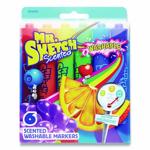 Mr. Sketch® Scented Watercolor Marker Penny Candy Set, Broad Chisel Tip, Assorted Penny Candy Colors, 6/Pack